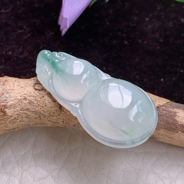 Gp real shot 30.4*16*6 natural jade gourd pendant ice glue Fulu double gourd jade pendant jade pendant