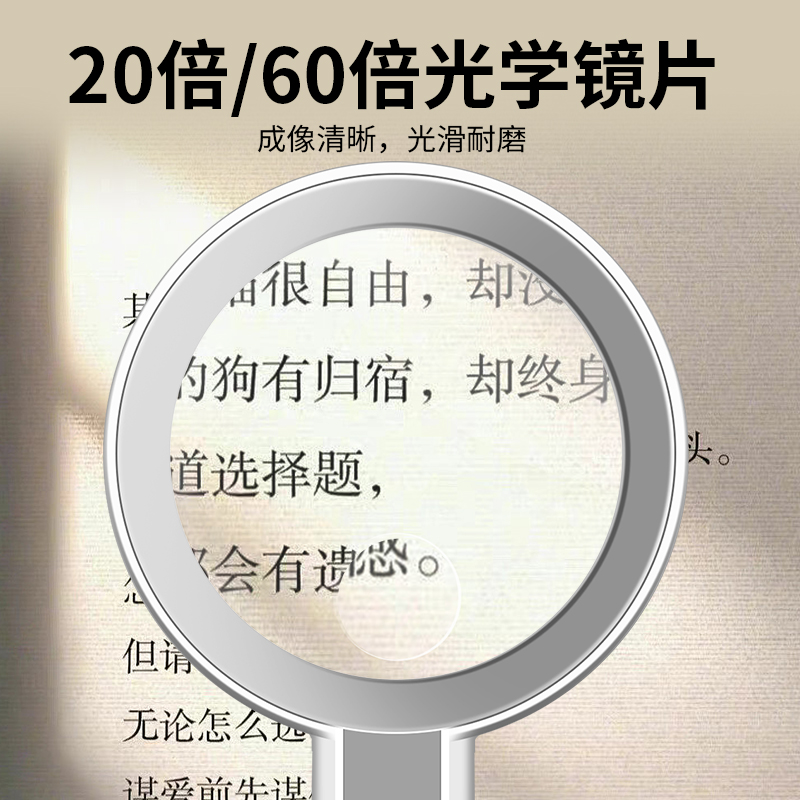 充电高清放大镜60倍手持台式两用带灯高倍20电子维修阅读看报台灯