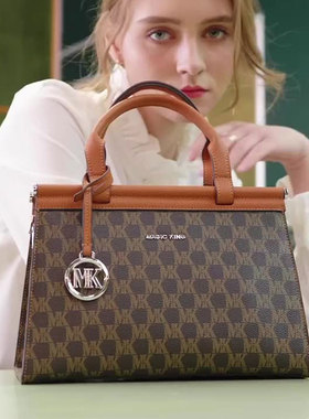 MK手提包包女2022新款时尚斜挎包凯莉包真皮女包轻奢品牌通勤包包