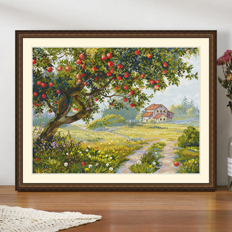 春天2026新款满绣客厅卧室小风景苹果树简约现代十字绣套件手工画,淘宝优惠券,粉丝福利购,淘宝优惠卷