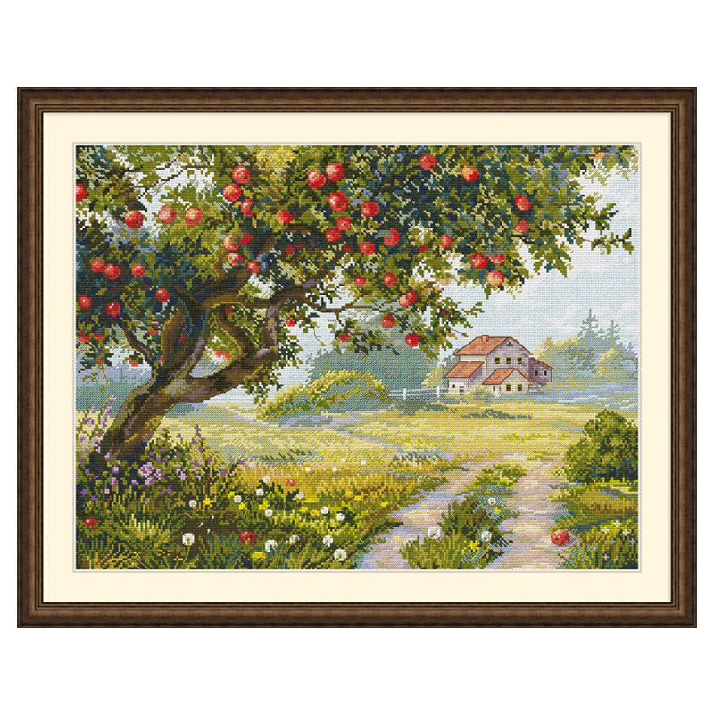 春天2026新款满绣客厅卧室小风景苹果树简约现代十字绣套件手工画,淘宝优惠券,粉丝福利购,淘宝优惠卷