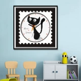 Cross -STITCH Clock 2022 Новая линейная вышивка гостиная спальня кошка висит часы простые вышива