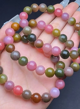 盐源玛瑙单圈手链男女款盐源玛瑙圆珠时尚手串饰品直播