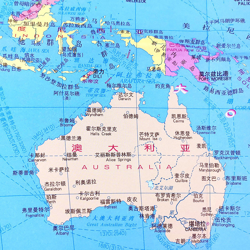 中外对照 世界国家和地区世界地图 折叠便携带可贴墙19新版 宁灵图书专营店 淘优券