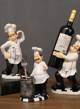 餐厅厨房样板间软装厨师造型氛围感拍照小摆件酒店店铺开业装饰品