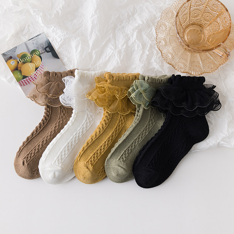 洛丽塔袜子女童蕾丝花边袜儿童棉袜春秋薄款小女孩黑色舞蹈袜公主,淘宝优惠券,粉丝福利购,淘宝优惠卷