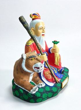 树脂玻璃钢坐虎山神神像佛像神像家用供奉摆件山神爷