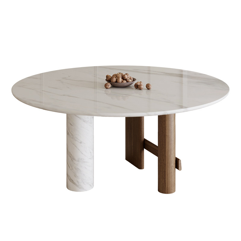 进口纯天然奢石圆餐桌设计师款现代诧寂高级感法式中古白色小圆桌,淘宝优惠券,粉丝福利购,淘宝优惠卷