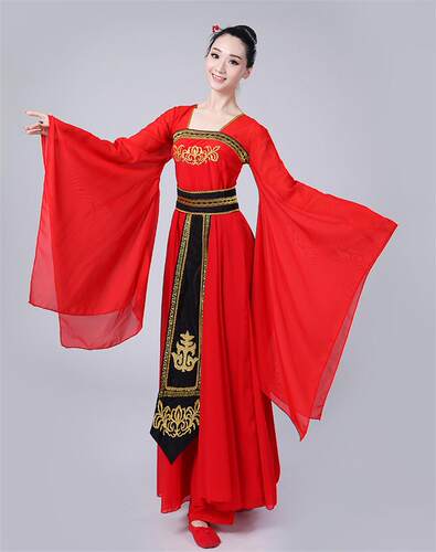 新款古典舞蹈演出服装古代汉服表演服装唐装广袖舞蹈服凉凉仙女服 - 图3