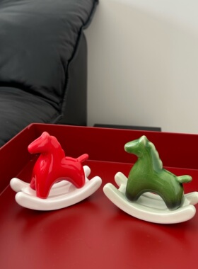 新年陶瓷摇摇马小摆件装饰品