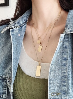 欧美网红简约18k金人女ins吊坠