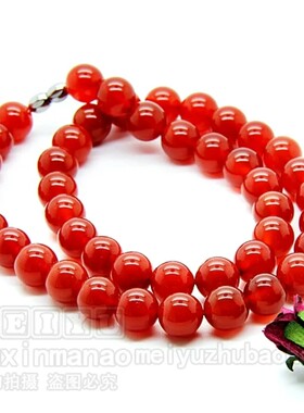 AAA天然红玛瑙项链圆珠项链珠链颈链锁骨链水晶玉石玉髓短款长款