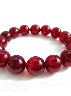 天然玫瑰粉红色玛瑙手串