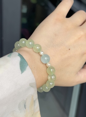 石头的日记  高品质天然葡萄石海蓝宝珍珠手串清新貌美