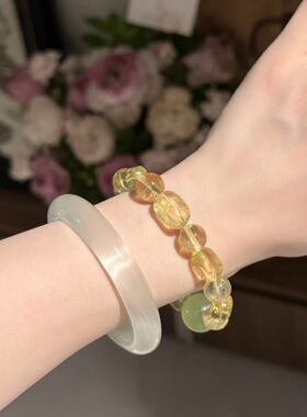 天然柠檬晶糖豆水晶手串时尚小众水晶手串轻奢设计串珠首饰批发