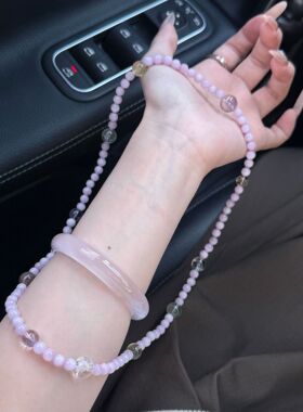 天然紫锂灰手串白阿塞三圈小众 高级感串珠手链首饰批发代发源头