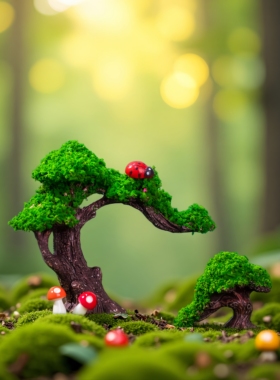 微景观创意仿真绿树苔藓DIY摆件
