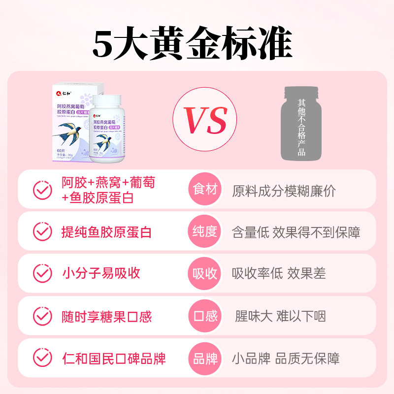 仁和阿胶胶原蛋白肽片正品精华燕窝 众久胶原蛋白