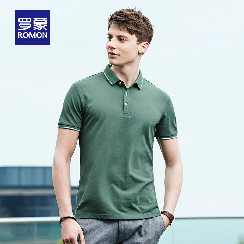 罗蒙官方旗舰店罗蒙短袖T恤男夏季新款时尚休闲简约POLO衫中青年商务百搭t恤0