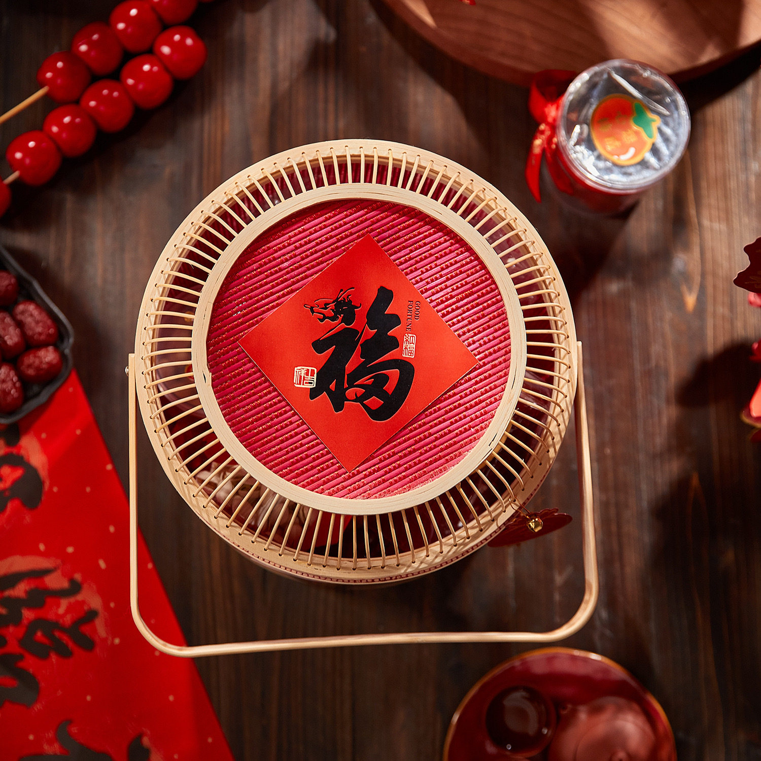 新年礼物竹编篮包装礼盒包装竹篮子春节特产年货编织手提抱抱桶,淘宝优惠券,粉丝福利购,淘宝优惠卷