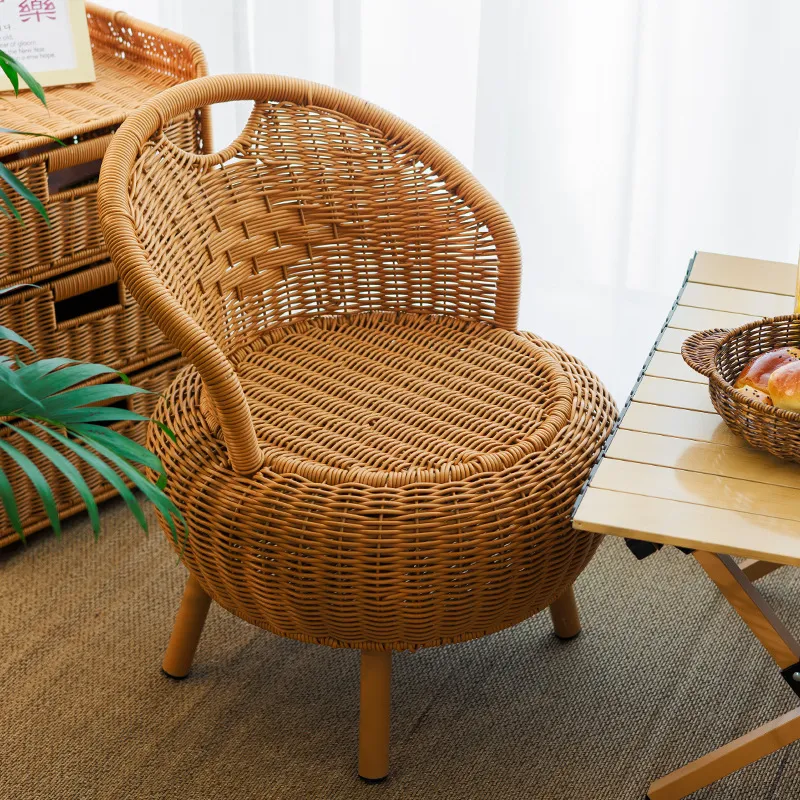 家用仿藤编藤椅阳台客厅小椅子榻榻米矮靠背椅单人圆形成人编织凳,淘宝优惠券,粉丝福利购,淘宝优惠卷