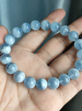 蓝天白云海蓝宝素圈天然海蓝宝手链女友闺蜜礼物精致显白甜美