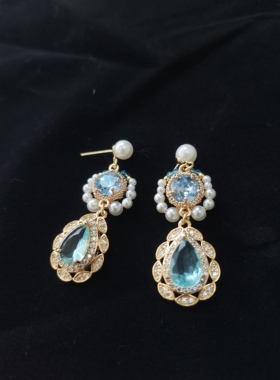 一梦星河手作原创lolita项链锆石复古宫廷项链蓝色异域风蝴蝶璎珞