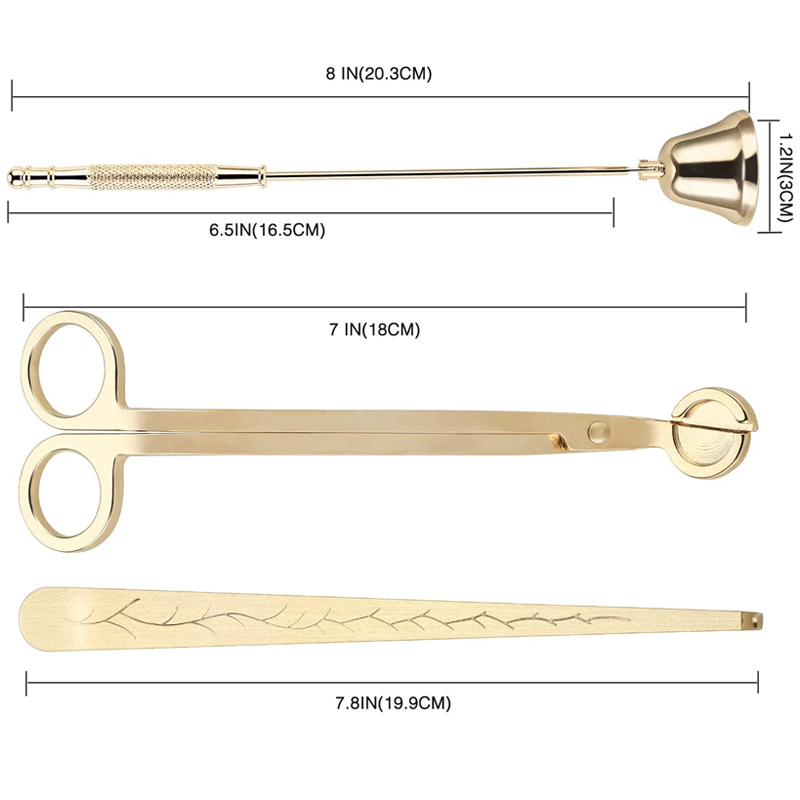 香薰蜡烛灭烛罩灭烛器三件套灭烛剪刀复古灭烛铃工具套装灭烛心钩-图3