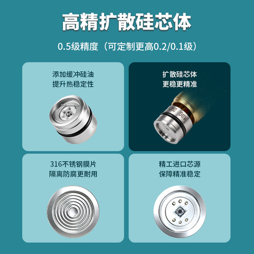 伊莱科ELE-801扩散硅压力变送器 水油液气压传感器恒压控制高精度 - 图1