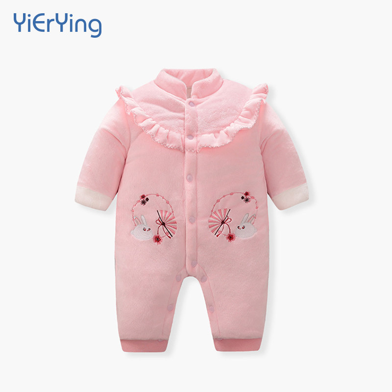 女宝宝秋冬婴儿夹棉保暖衣服连体衣 依尔婴连身衣/爬服/哈衣