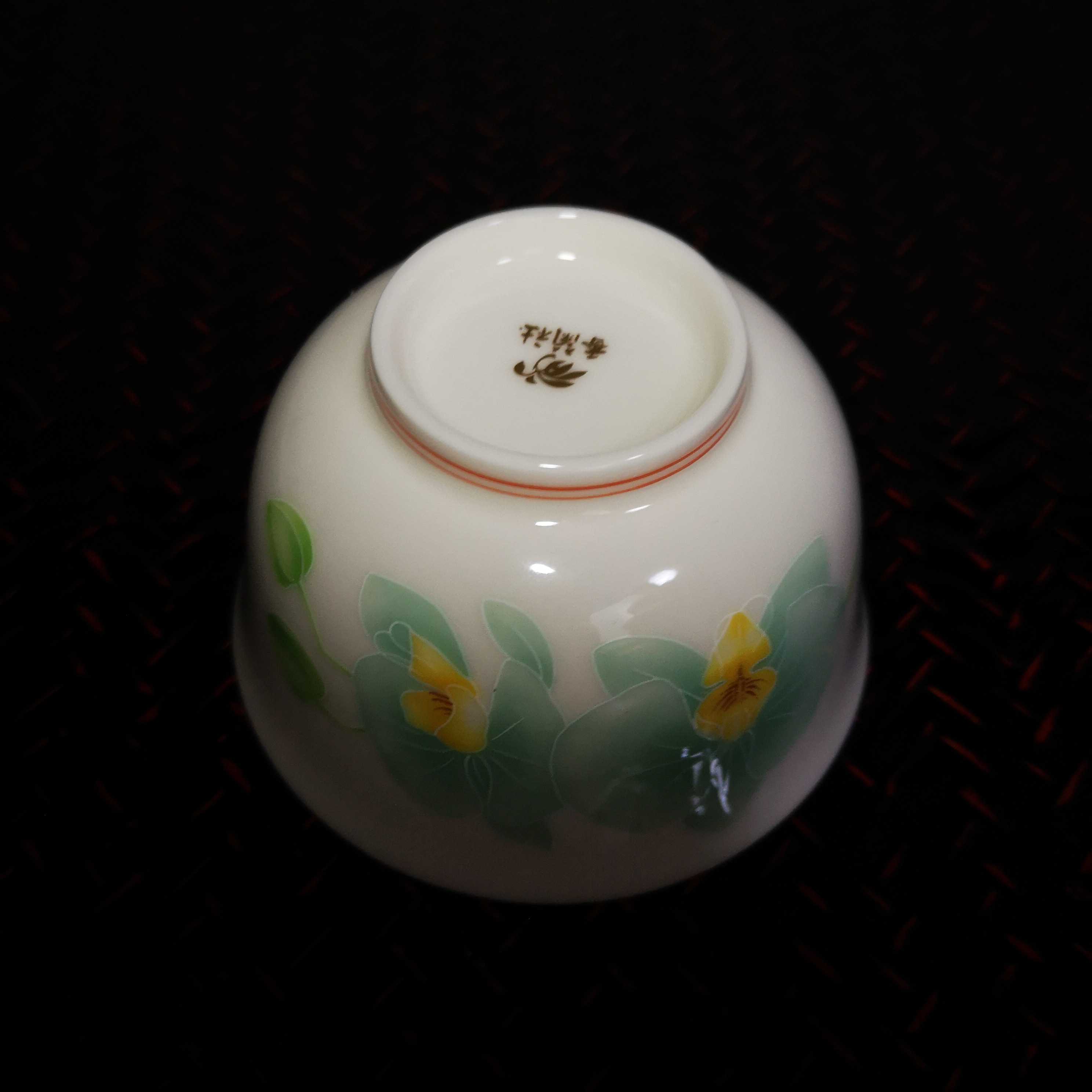 ⅱ日本香兰社兰花松石绿釉茶杯全新全品9cm稀少-图3