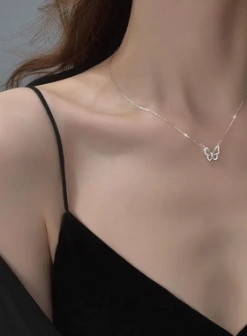 镂空蝴蝶镶钻项链女ins潮网红