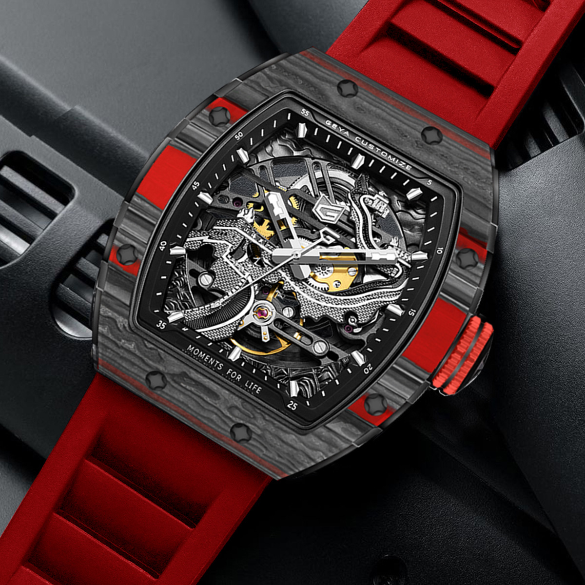 格雅长城手表男碳纤维男士手表全自动机械表防水镂空男款品牌腕表 - 图2