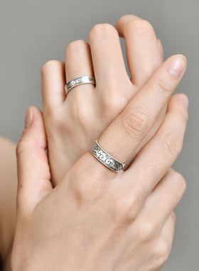 情侣对戒999足银复古风祥云戒指