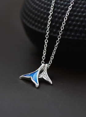 纯银项链双层鱼尾吊坠