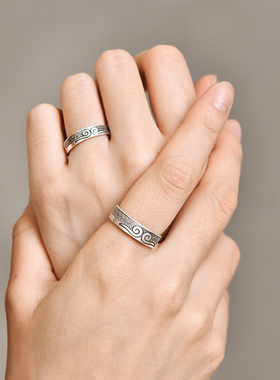 情侣对戒999足银复古紧箍咒戒指