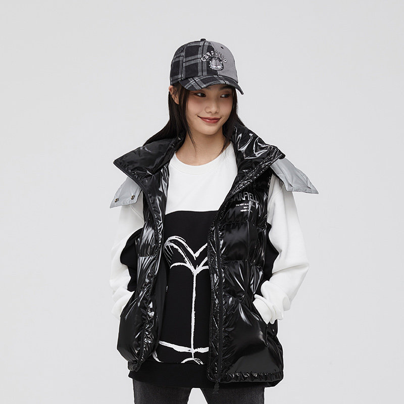 Fun潮牌连帽羽绒马甲男女秋冬加菲猫保暖宽松个性情侣休闲外套,淘宝优惠券,粉丝福利购,淘宝优惠卷