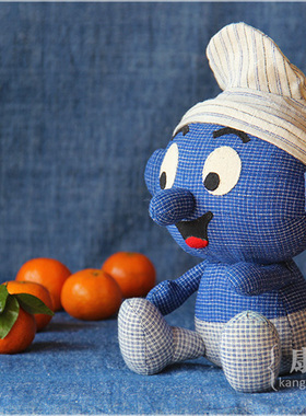 【已售】{康康时光} 蓝精灵 土布老布上海手织布偶玩偶 手作