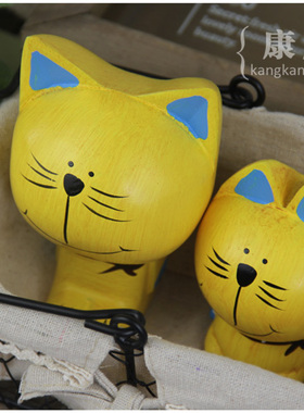 康康时光小黄猫可爱风亲子摆件