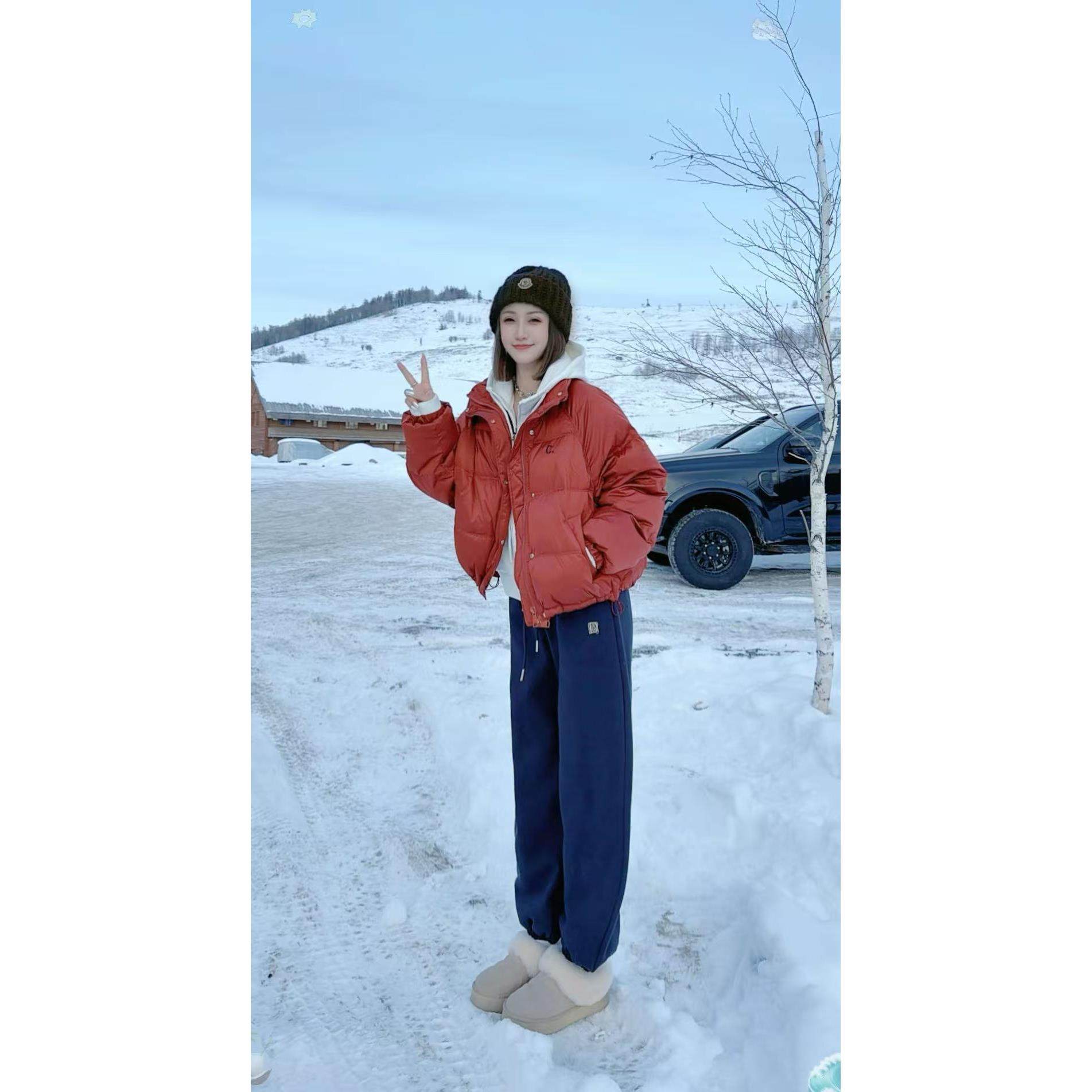 熙薇『xxxx』2025冬季新款休闲加绒潮牌卫裤H6838,淘宝优惠券,粉丝福利购,淘宝优惠卷