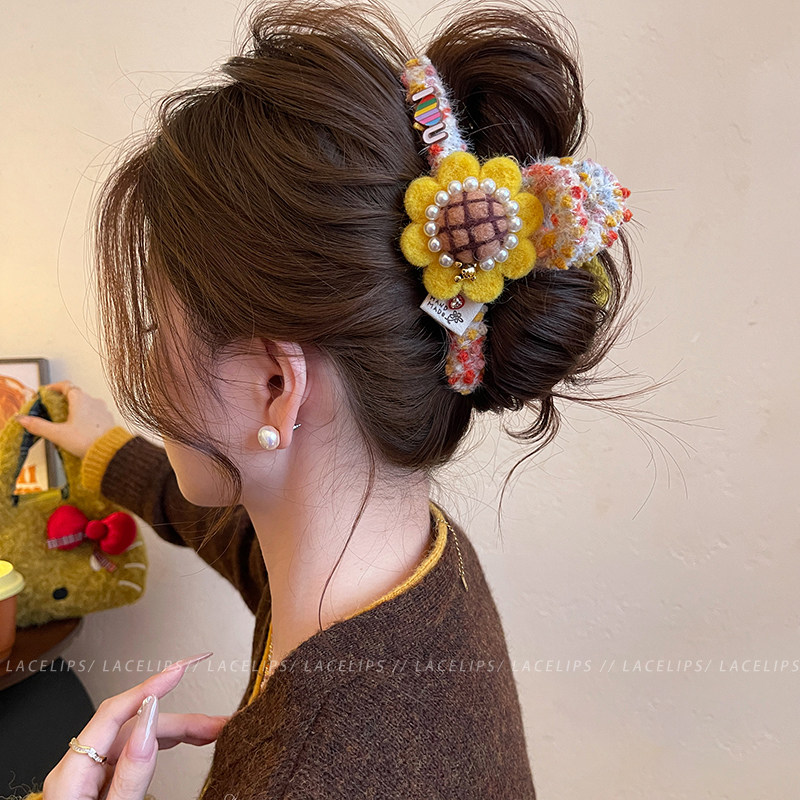 向阳花开~头发抓夹女彩色卡通花朵鲨鱼夹2026新款发夹高级感发饰,淘宝优惠券,粉丝福利购,淘宝优惠卷