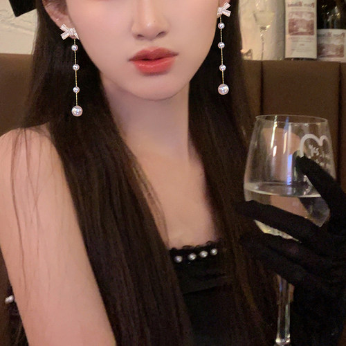 千金大小姐！高级感蝴蝶结珍珠耳环女2026新款潮小众设计耳钉耳饰 - 图2