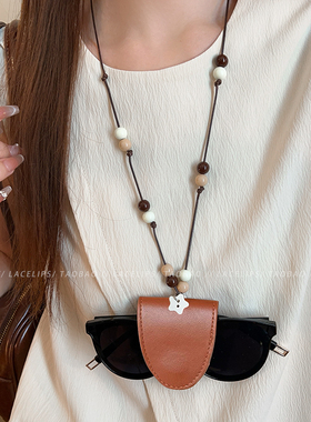 彩色串珠星星眼镜夹项链女款