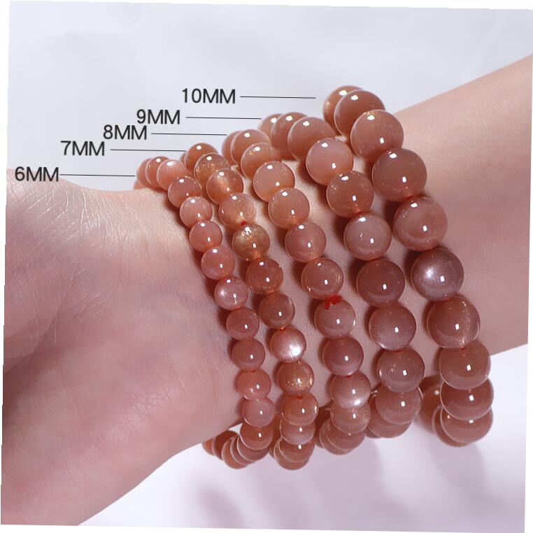 天然粉橙月光石手链女单圈金沙太阳石手串甜美斜长石猫眼水晶饰品,淘宝优惠券,粉丝福利购,淘宝优惠卷