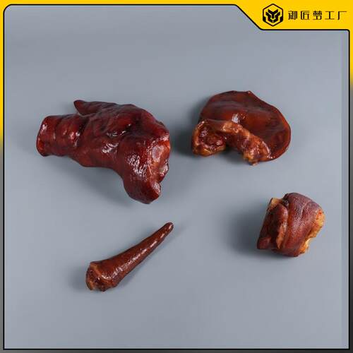 仿真猪头肉猪耳朵猪尾巴模型假熟食卤牛肉猪肘子猪蹄道具模型 - 图0