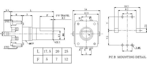 EC12/RE12增量编码器 旋转编码器 旋转编码开关 ENCODER 功放开关 - 图3