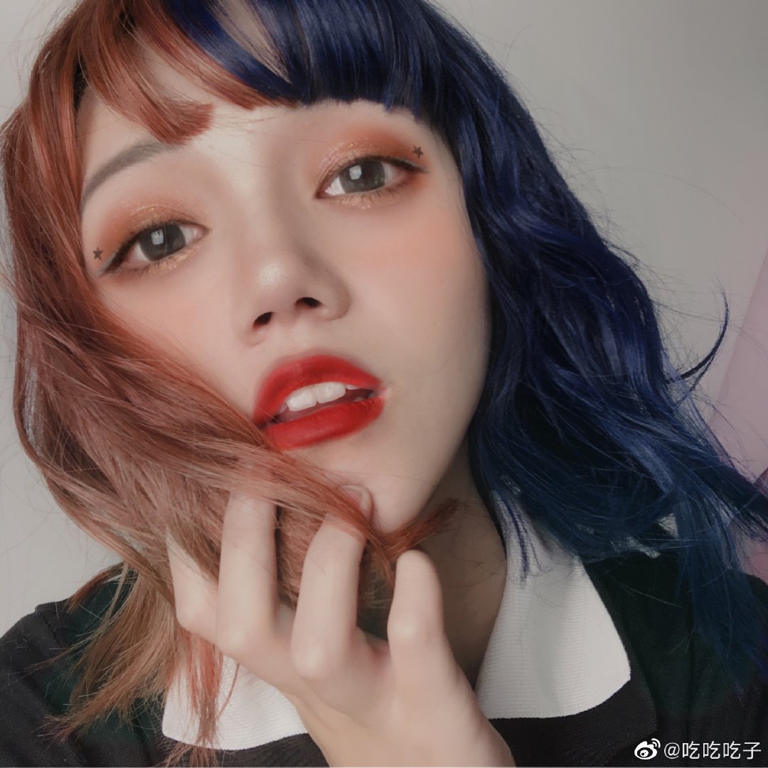 【限时清仓一条鱼家】拼接新款假发阴阳少女卷发中长款双色-图1