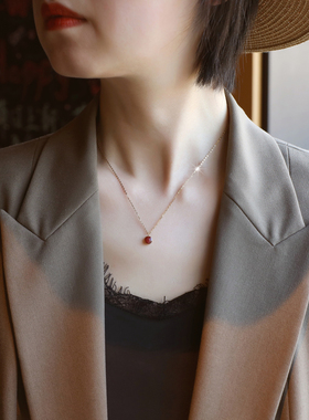 ZOXI钛钢不掉色旺财小红豆项链女