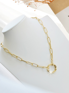 欧美夸张大圆圈冷淡风情侣毛衣链