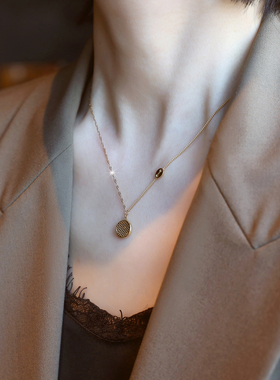 ZOXI钛钢不掉色旺财龙鳞项链爆闪